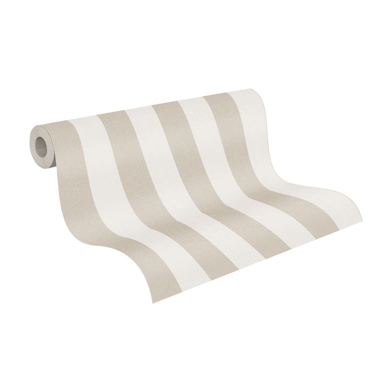 Vliestapete Enjoy - Textile Struktur Streifen Braunbeige/Wollweiß