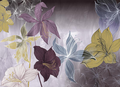 ELLE Decoration Digitaldruck - Amaryllis Gold/Violett