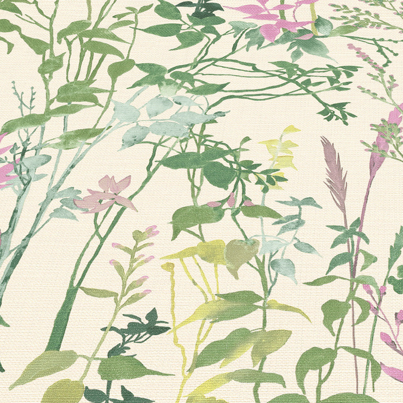 Vliestapete Textures of Nature - Wildblumenwiese Pastellgelb/Violett/Grün