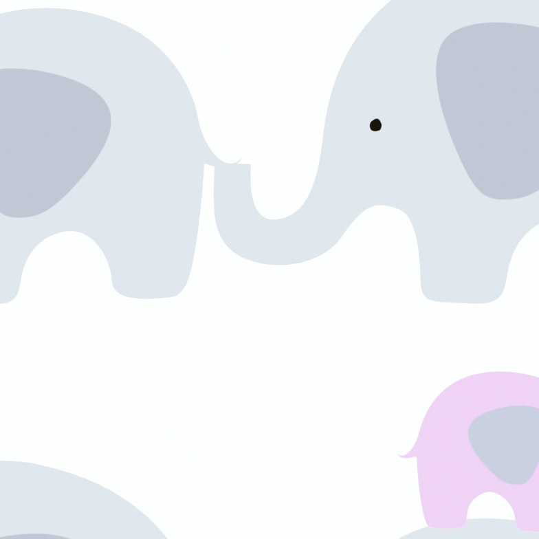 Vliestapete Kinderträume - Elefantenfamilie Puderrosa/Blaugrau/Weiß