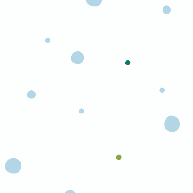 Vliestapete Kinderträume - Punkte Hellblau/Weiß/Blattgrün