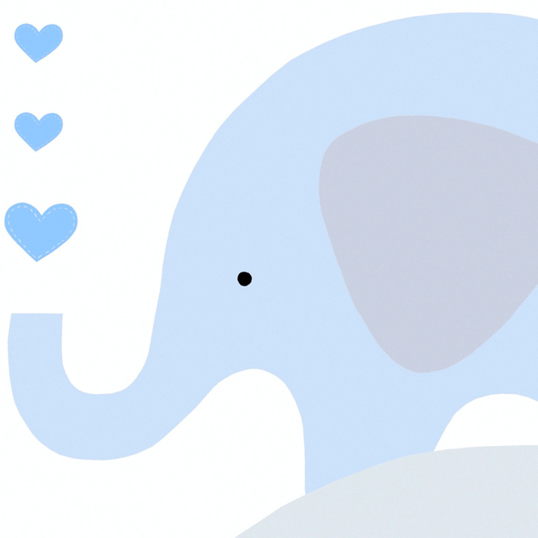 Vliestapete Kinderträume - Elefantenhochstapler Blaugrau/Weiß