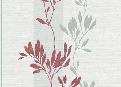 Vliestapete - Blätterranken Rot / Grau