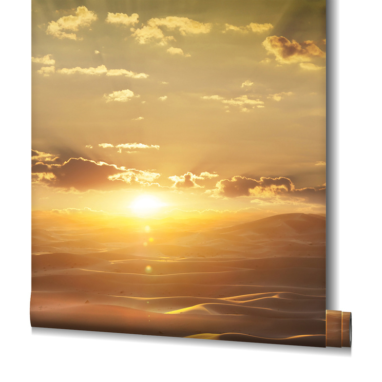Vliestapete Oase Digitaldruck - Sonnenaufgang Düne Goldorange
