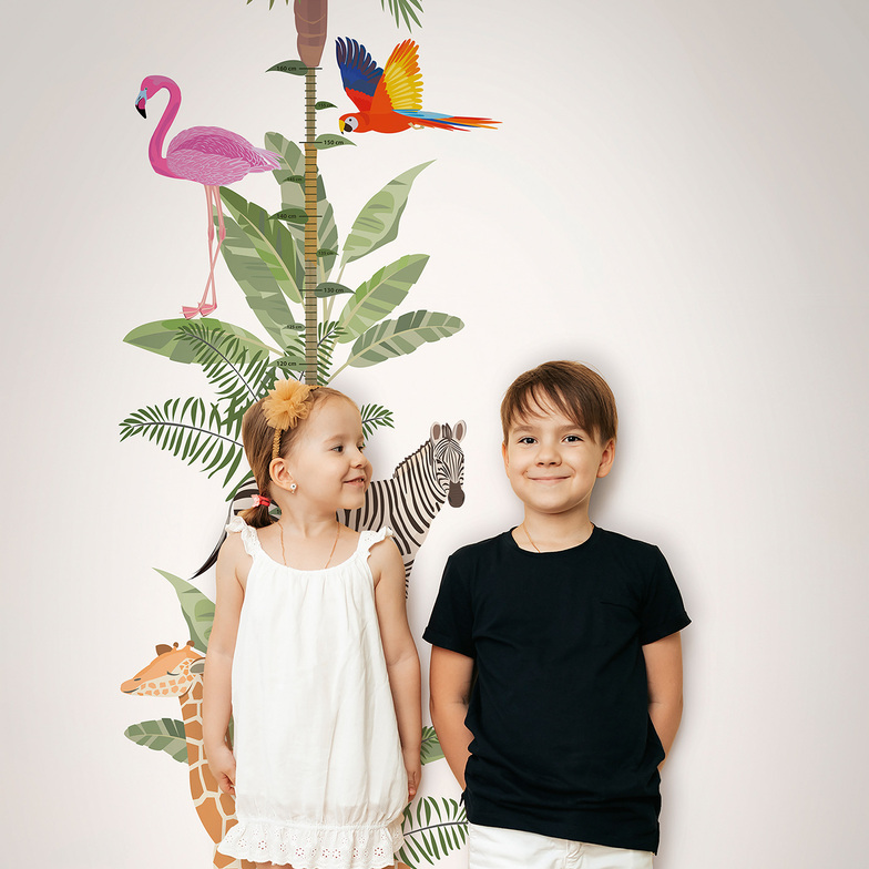 Kids World Digitaldruck - Messlatte Tiersafari - breit