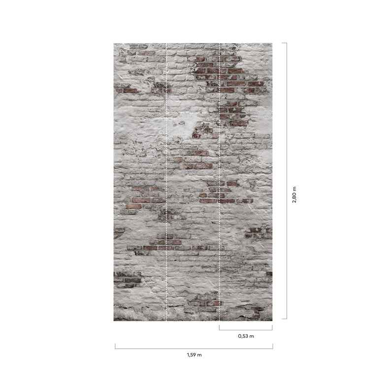 Lebenswelten Digitaldruck - Bricks Hellgrau/Rot