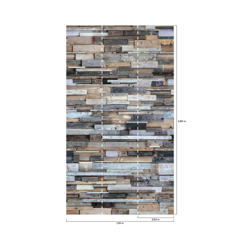 Lebenswelten Digitaldruck - Wood Aquamarin/Braun