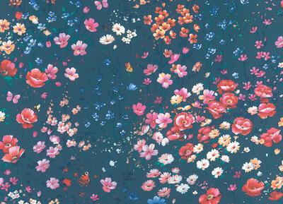 Vliestapete Petite Fleur 5 - Wildflowers Midnightblue-Multicolored