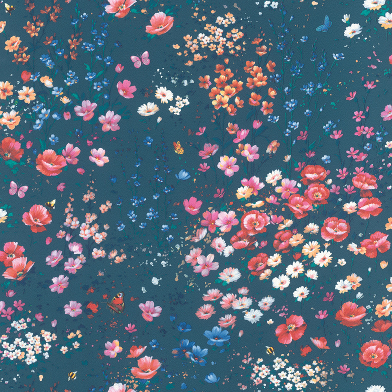 Vliestapete Petite Fleur 5 - Wildflowers Midnightblue-Multicolored