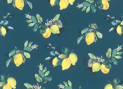 Vliestapete Petite Fleur 5 - Lemon Midnightblue-Natural Colors