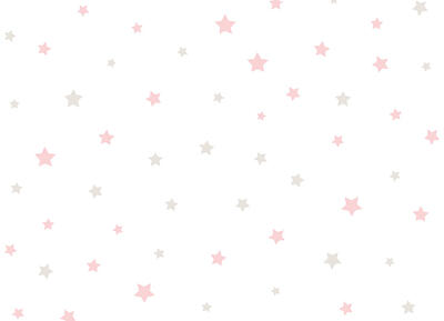 Papiertapete Kinderträume - Sternenhimmel Weiß/Babyrosa/Greige