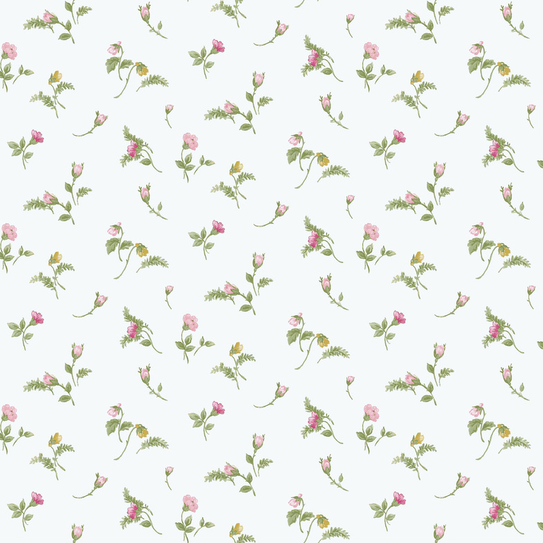 Vliestapete Blooming Garden - Streublümchen Rosa/Weiß/Schilf