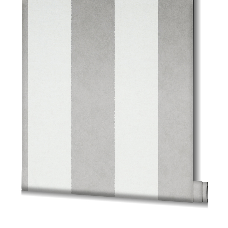 Vliestapete Shadow Iconic - Blockstreifen Weiß/ Grau