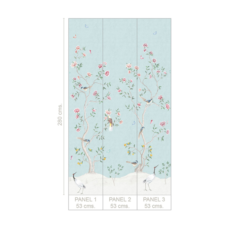 Hana Digitaldruck - Chinoiserie Rosa/Grün/Cyan