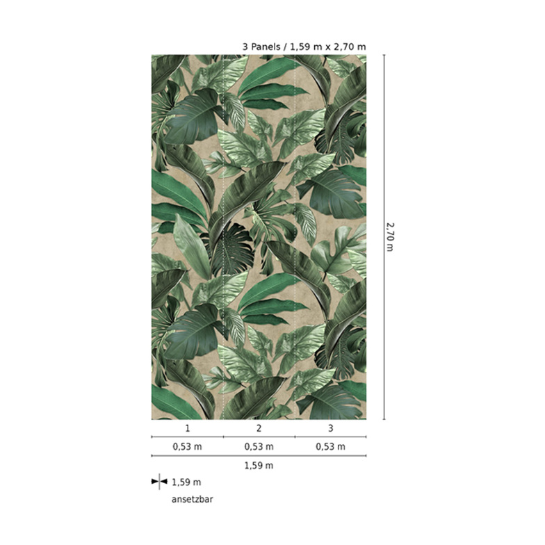 Loft IV Digitaldruck - Dschungel auf Beton Grün/Sand
