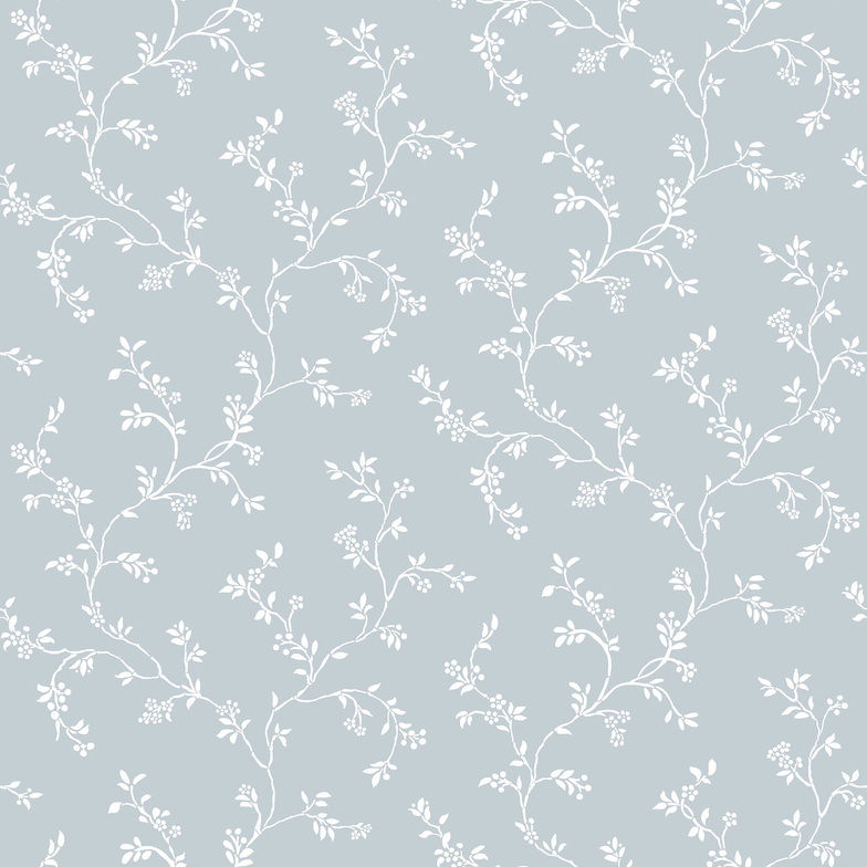 Vliestapete Primavera - Weiße Blütenranke Weiß/Hellblau
