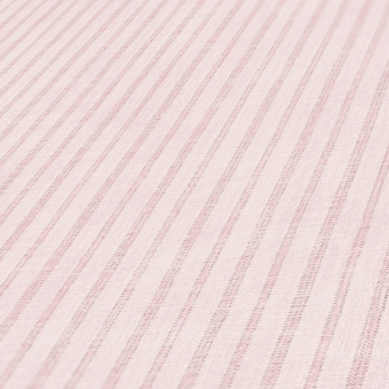 Vliestapete Cottage - Streifen Pastellrosa/Rosa