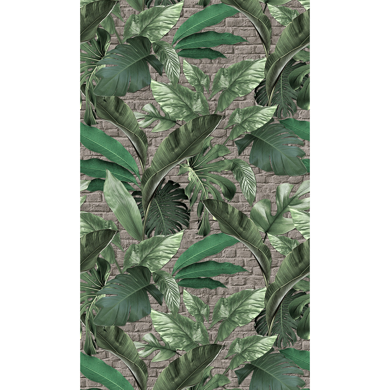 Loft IV Digitaldruck - Dschungel auf Backsteinen Grün/Anthrazit
