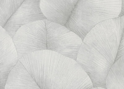 Vliestapete Japan - Blätter Weißgrau