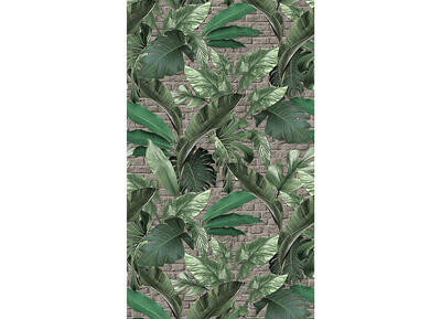 Loft IV Digitaldruck - Dschungel auf Backsteinen Grün/Anthrazit